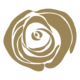 Logo Hotel Platzlhof Eine stilisierte, beige farbene Rosenblüte, die aus mehreren, spiralförmig angeordneten Blütenblättern besteht.